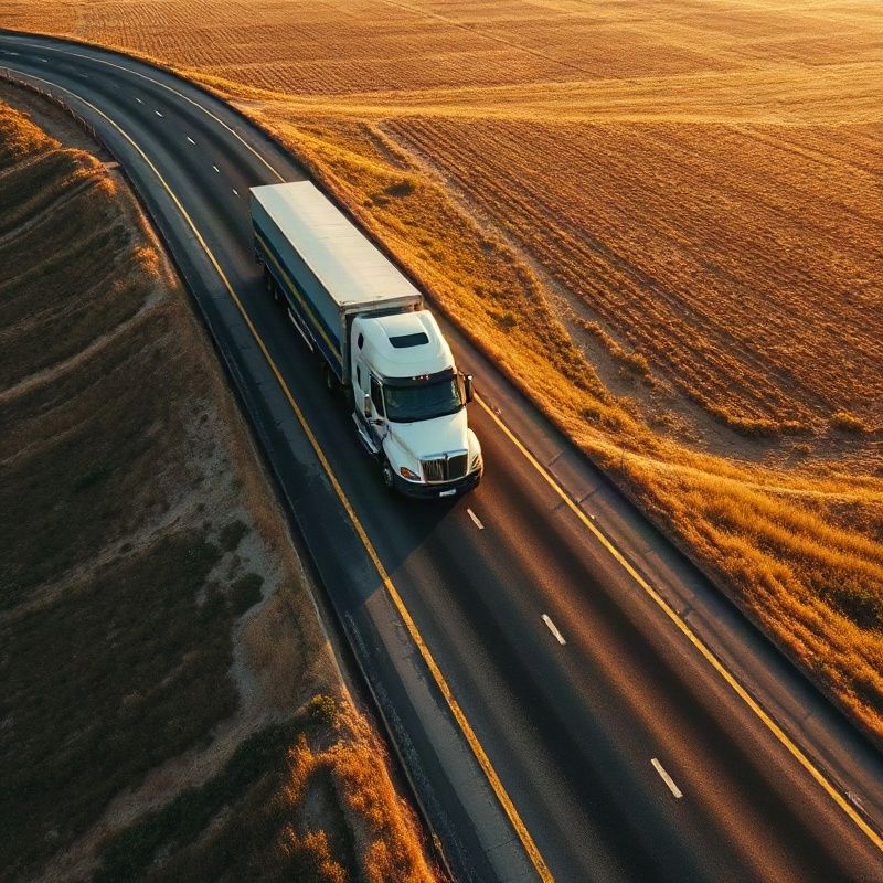 Camión de Lumenolumen recorriendo una ruta doméstica uruguaya